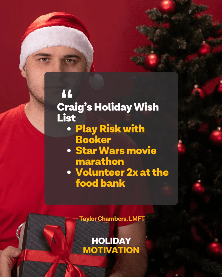 Young man alone in a holiday hat with gift, Creating a Healthy holiday wish list to beat porn triggers