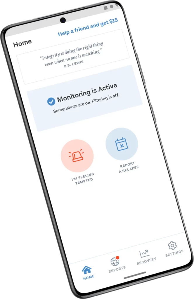 Ever Accountable Android app showing recent activity report